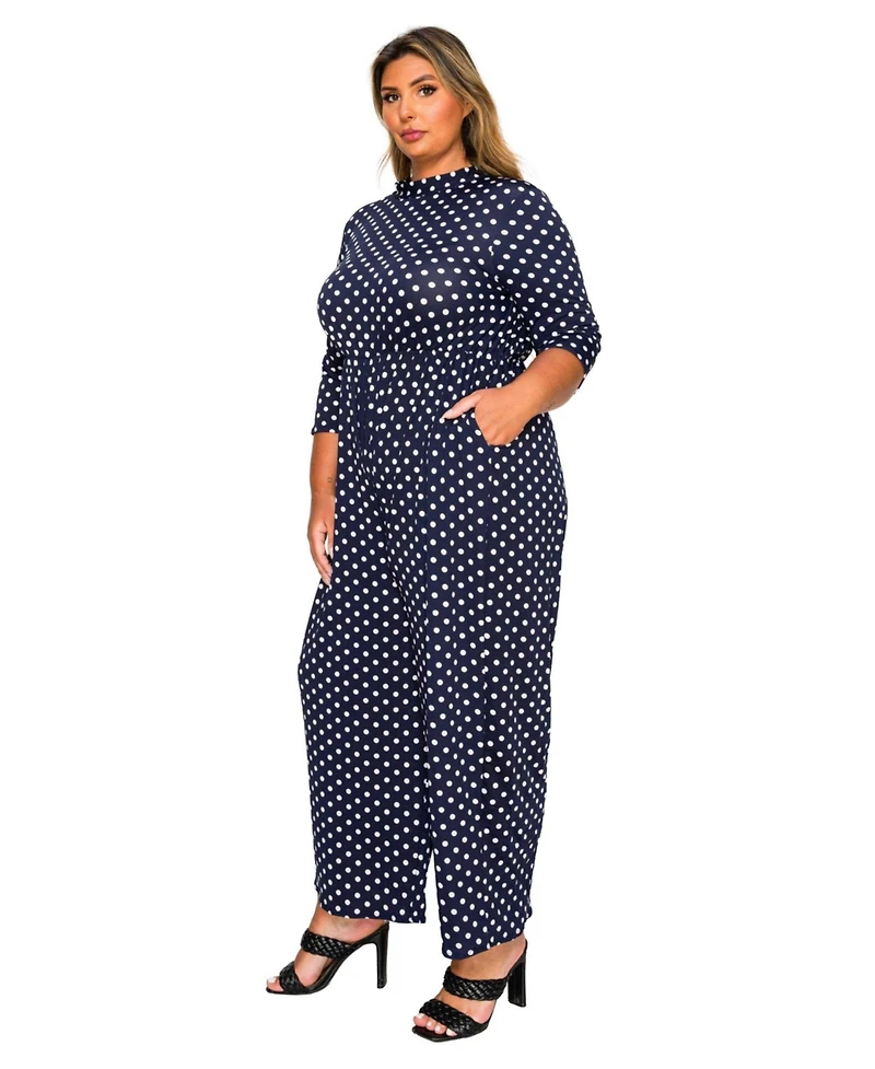 L I V D Plus Lunette Dot Wide Leg Jumpsuit