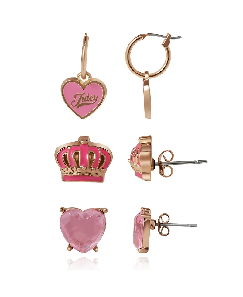 Juicy Couture Kids 3-Pair Earrings Set ? Stylish Stud Collection