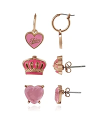 Juicy Couture Kids 3-Pair Earrings Set ? Stylish Stud Collection
