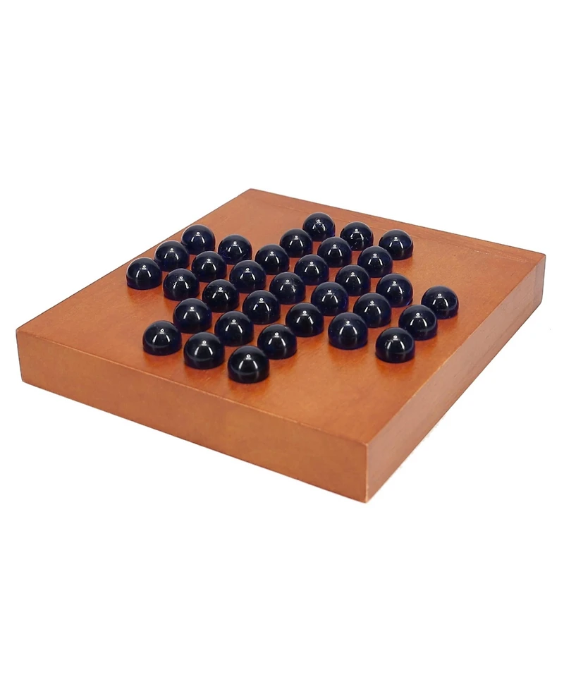 We Games Marble Solitaire Wooden Travel Game