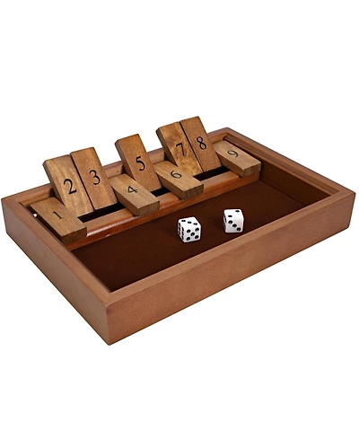 We Games 9 Number Shut the Box Board Game with Walnut Stained Wood, 11 in.