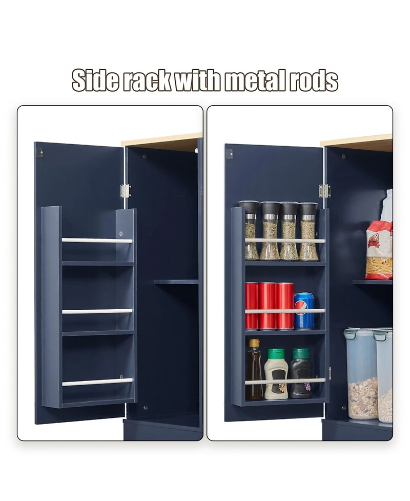 Streamdale Furniture Navy Blue Kitchen Island with Trash Storage