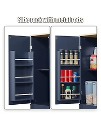 Streamdale Furniture Navy Blue Kitchen Island with Trash Storage