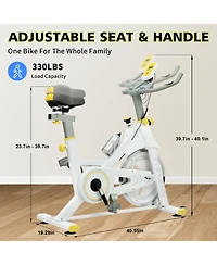 Streamdale Furniture Indoor Exercise Bike Cycling Bike with Comfortable Seat Cushion Yellow+White