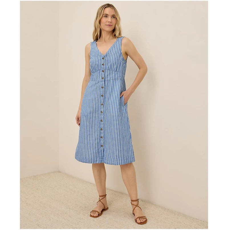 Pact Women's Cotton Canopy Linen Blend Button-Front Dress