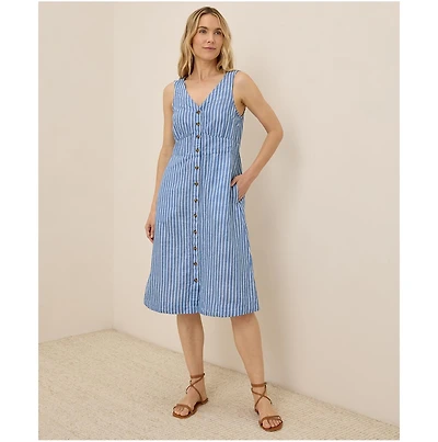 Pact Women's Cotton Canopy Linen Blend Button-Front Dress