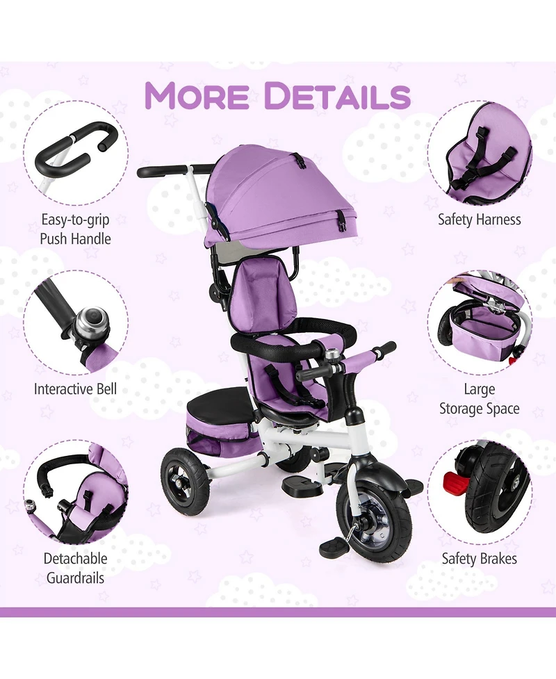 Gymax Toddler 5-in-1 Folding Trike 1-5 Years Old w/ Safety Harness Storage