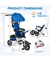 Gymax Toddler 5-in-1 Folding Trike 1-5 Years Old w/ Safety Harness Storage