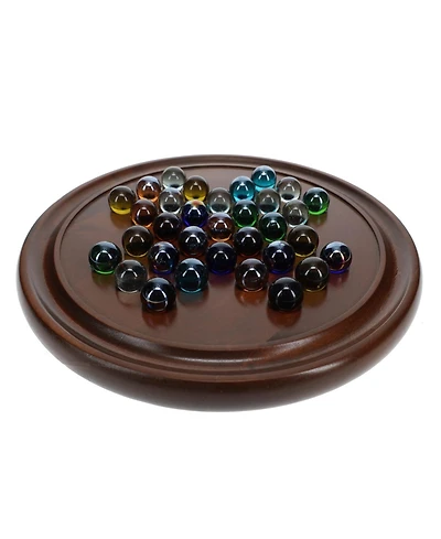 We Games Marble Solitaire Game - Solid Maple Wood with Glass Marbles in Assorted Colors - 12 in.