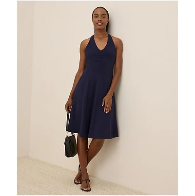 Pact Women's Fit & Flare Gathered Halter Dress