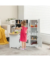 Mecale Wooden Kid's Corner Kitchen Playset with Stove for Toddlers
