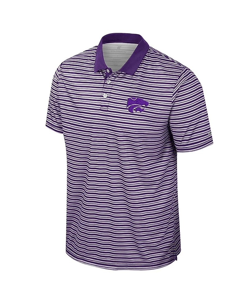 Colosseum Men's Purple Kansas State Wildcats Striped Polo Shirt