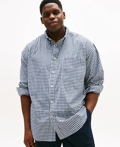 Tommy Hilfiger Men's Big & Tall Classic-Fit Twain Stretch Check Shirt
