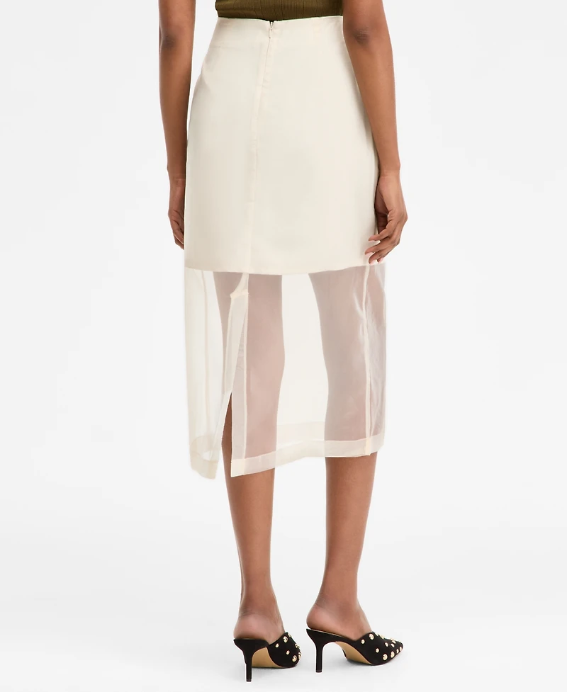 I.n.c. International Concepts Women's Sheer-Hem Midi Skirt, Macy's Exclusive