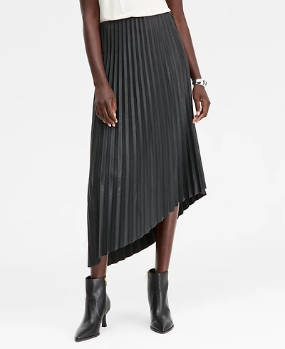 I.n.c. International Concepts Women's Pleated Faux-Leather Asymmetrical Skirt, Macy's Exclusive
