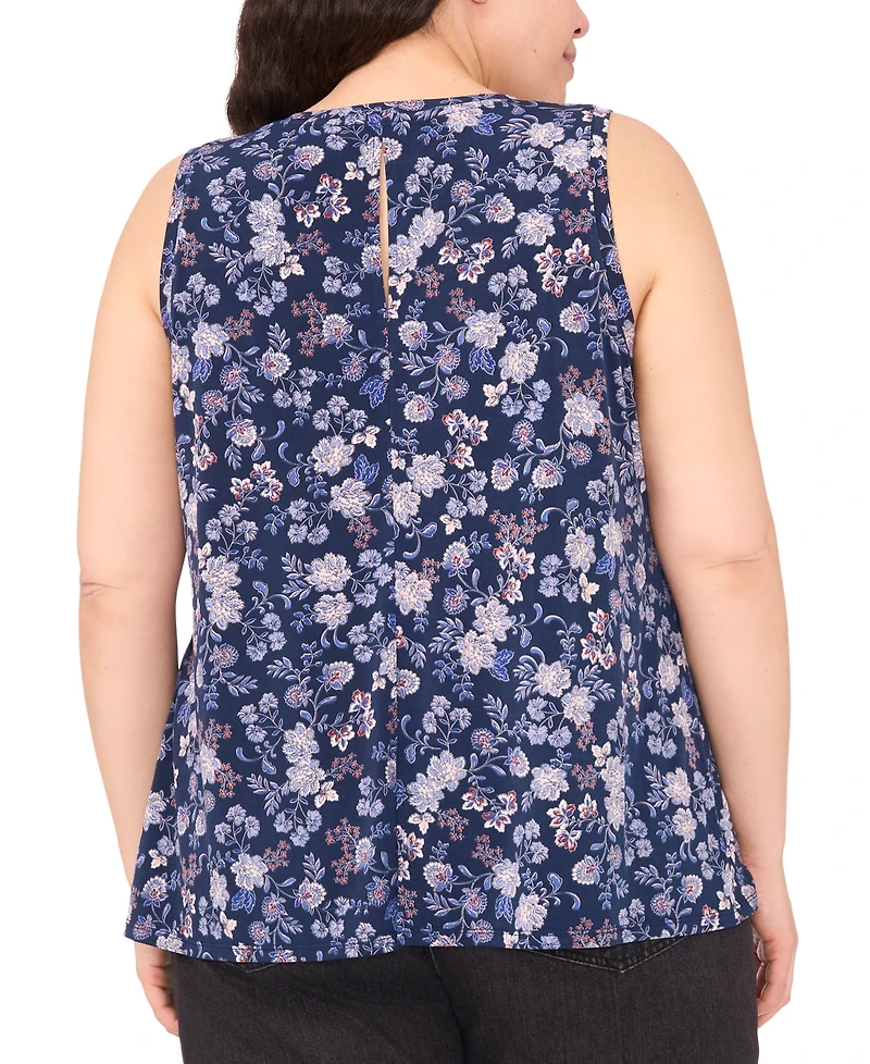 Vince Camuto Plus Sleeveless Printed Keyhole Top