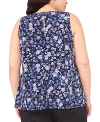 Vince Camuto Plus Sleeveless Printed Keyhole Top