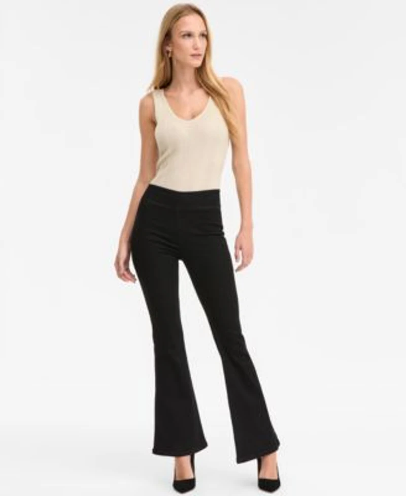 I.N.C. International Concepts Womens High Rise Pull On Flare Leg Jeans Macys Exclusive