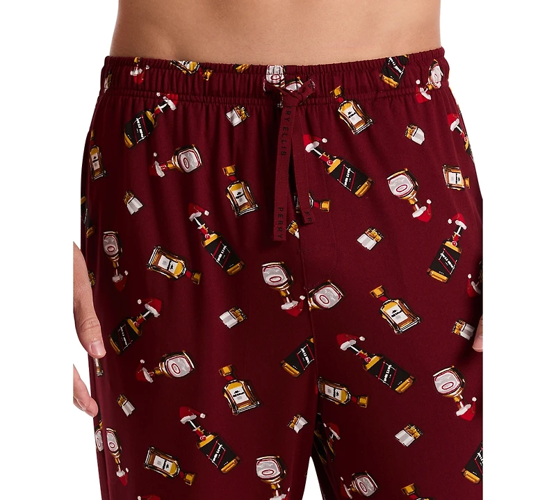Perry Ellis Portfolio Men's Deluxe Touch Cocktail-Print Pajama Pants