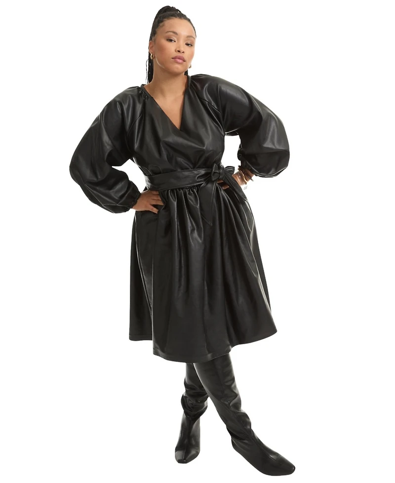 June + Vie Women's Faux Leather Dress