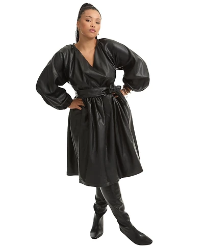 June + Vie Women's Faux Leather Dress