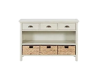 Casainc Console Table Cabinet with 3 Storage Drawers Water Hyacinth Woven Baskets