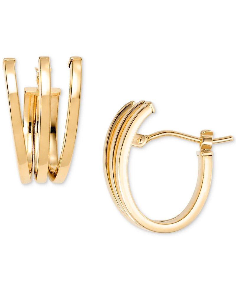 Macy's Polished Triple Row Extra-Small C Hoop Earrings in 10k Yellow Gold, 0.43"