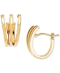 Macy's Polished Triple Row Extra-Small C Hoop Earrings in 10k Yellow Gold, 0.43"