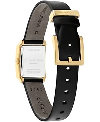 Calvin Klein Women's Elongated Black Leather Strap Watch, 18.5 x 20.5mm