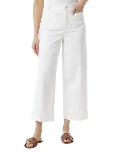 Gloria Vanderbilt Women's Shape Effect Tummy Sculpt Patch-Pocket Cropped Wide-Leg Jeans