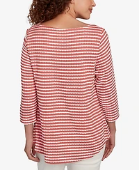 Ruby Rd. Petite Scalloped Texture Stripe Top