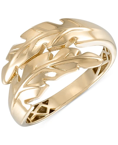 Polished Leaf-Inspired Bypass Statement Ring in 10k Gold