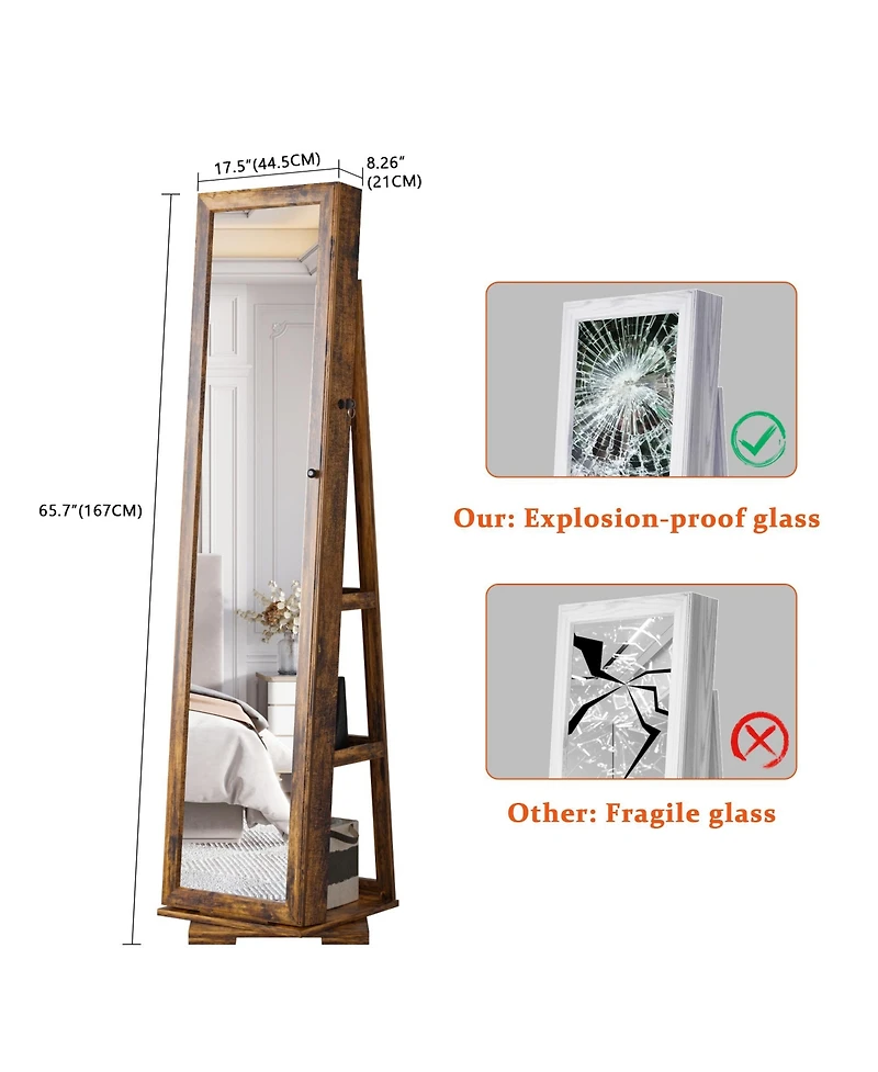 Vlsrka 360° Rotating Led Jewelry Armoire