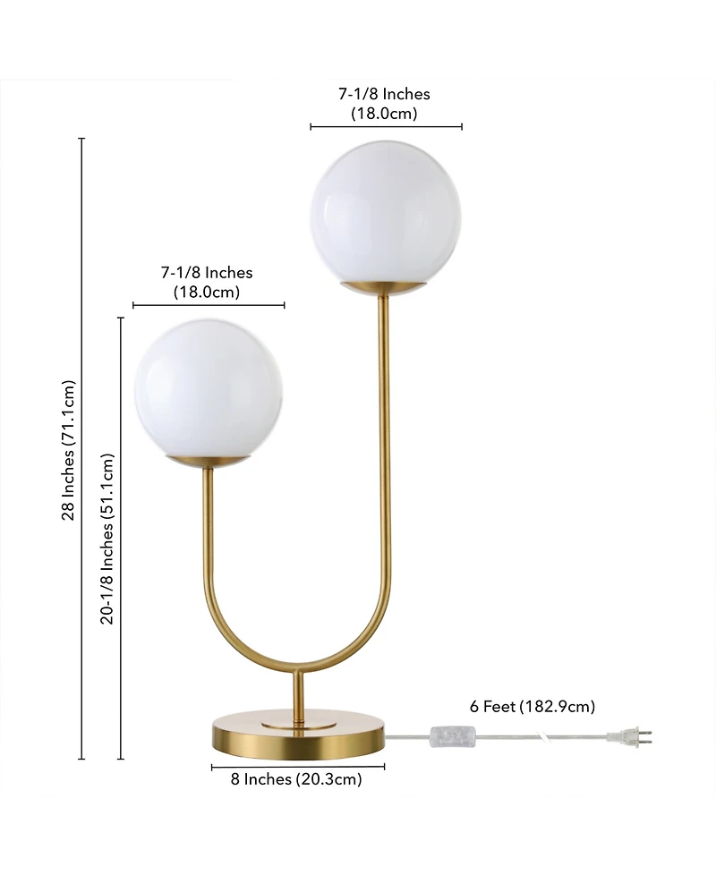 Hudson & Canal Dufrene 28" Metal 2-Light Table Lamp with Glass Shades