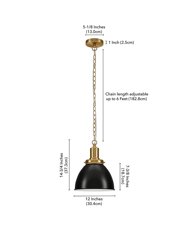 Hudson & Canal Elodie 12" Metal Pendant with Shade