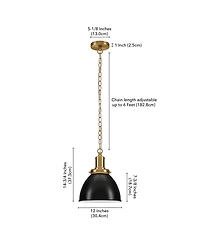 Hudson & Canal Elodie 12" Metal Pendant with Shade