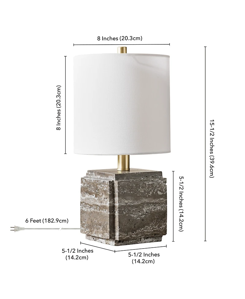 Hudson & Canal Pacha 15.5" Metal Stone Table Lamp with Fabric Shade