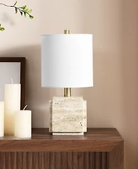 Hudson & Canal Pacha 15.5" Metal Stone Table Lamp with Fabric Shade