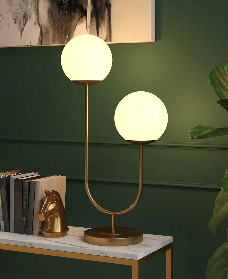 Hudson & Canal Dufrene 28" Metal 2-Light Table Lamp with Glass Shades