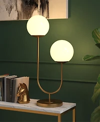 Hudson & Canal Dufrene 28" Metal 2-Light Table Lamp with Glass Shades