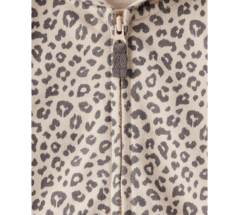 Carter's Baby Girls Cat Leopard-Print Cotton Long-Sleeve Hooded Jumpsuit