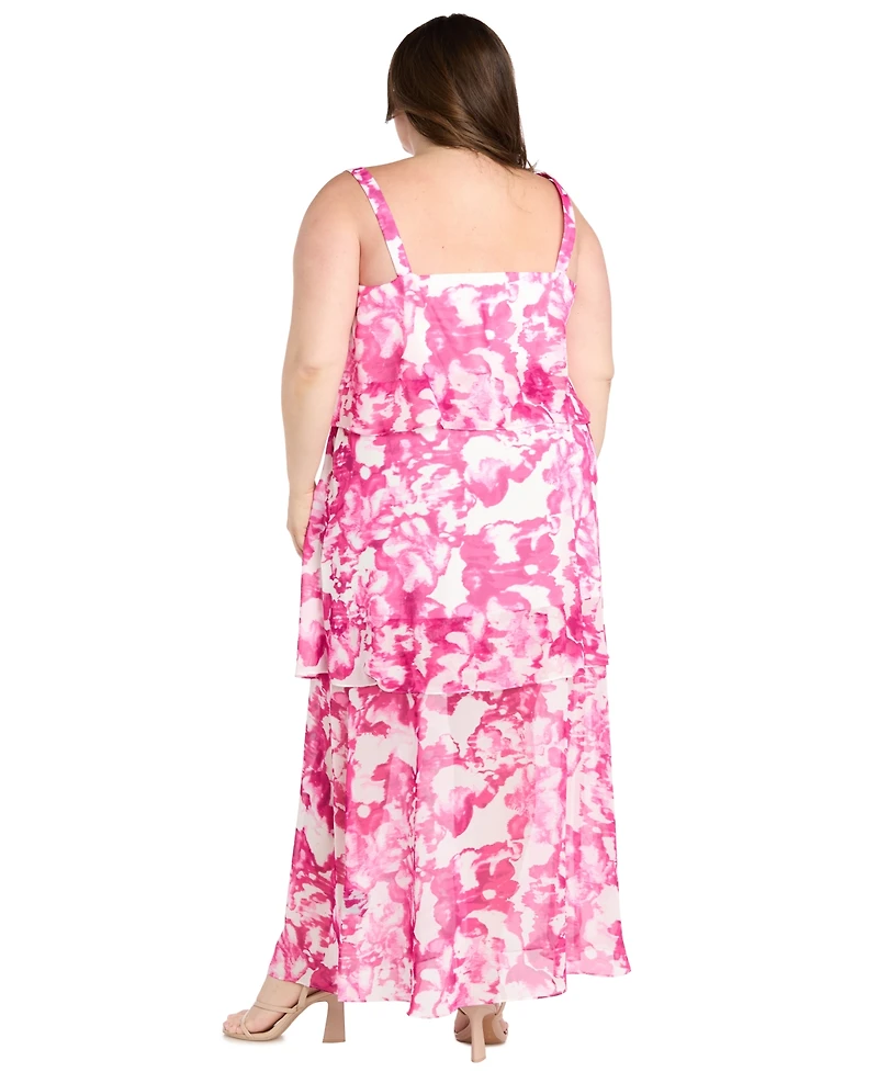 R & M Richards Plus Printed Sleeveless Maxi Dress
