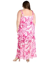 R & M Richards Plus Printed Sleeveless Maxi Dress