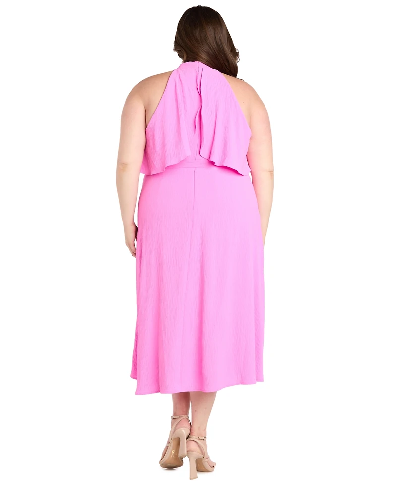 R & M Richards Plus Solid-Color Halter Dress