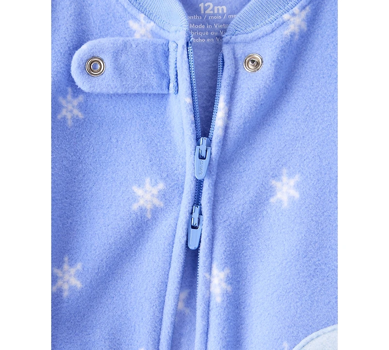 Carter's Baby Girls Snowflake-Print Penguin Fleece Loose-Fit 1-Piece Footed Pajamas