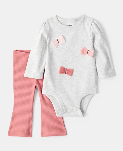 Carter's Baby Girls Butterfly Long-Sleeve Bodysuit & Pants, 2 Piece Set