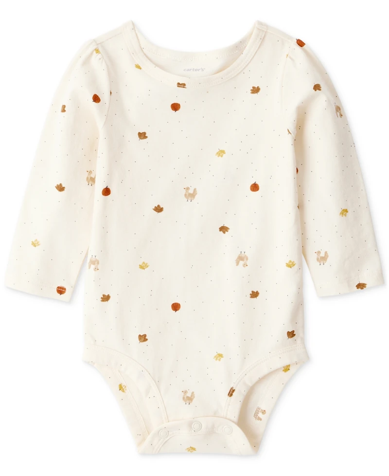 Carter's Baby Girls Cotton Turkey-Print Bodysuit, Headband & Suspender Skirt, 3 Piece Set