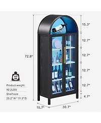 Vlsrka Curio Cabinet w/ Glass Doors, 5-Tier Shelf, Lights & Sensor