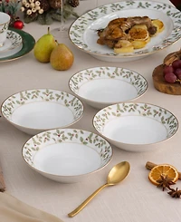 Holly Berry 7.5" 12 oz Soup Bowl, Set of 4