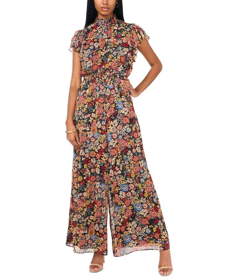 Msk Women's Flutter-Sleeve Smocked-Waist Jumpsuit